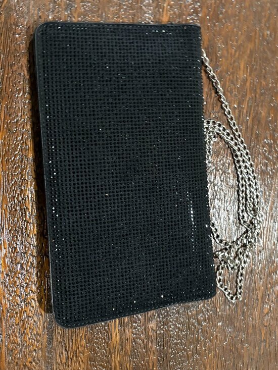 Bam Forever Handbags - BAM FOREVER Rhinestone Black Sparkle Clutch purse silver chain Cocktail Fun NEW